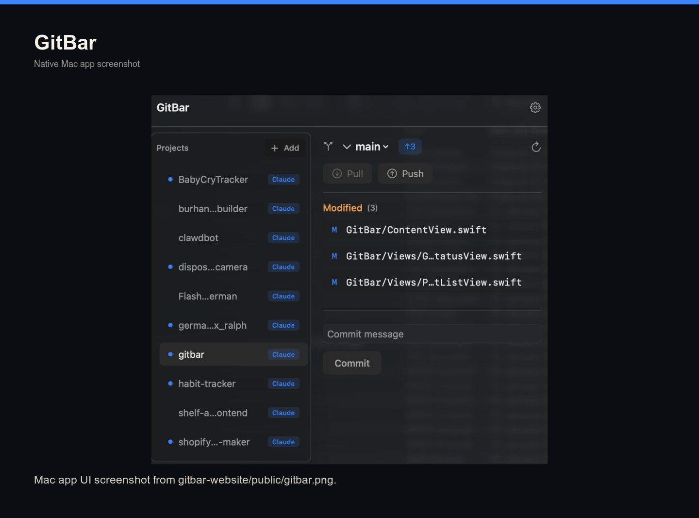 GitBar product screenshot 1